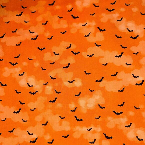 Batty by Michael Miller Fabrics - Halloween Orange Clouds and Bats - 1 Yard - Picture 2 of 6